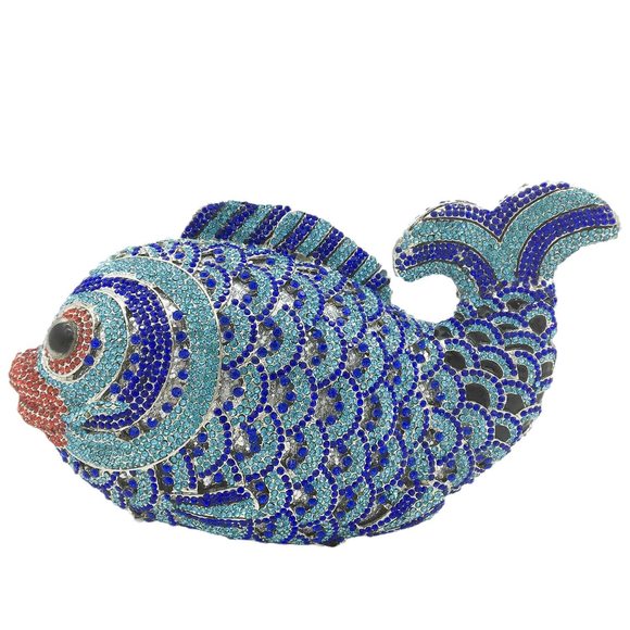 Fish Rhinestone Clutch Purses mal Evening Bags Prom Purse ;) - Picture 1 of 7